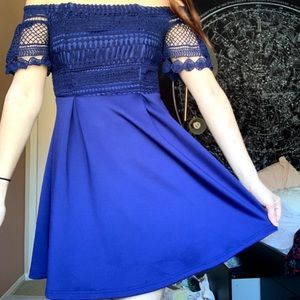 Blue off the shoulder dress